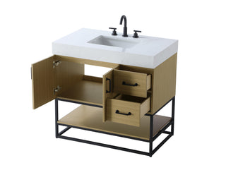 36 inch Single Bathroom Vanity in  Honey Brown