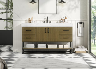 54 inch Single Bathroom Vanity in Chestnut Brown