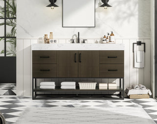 54 inch Single Bathroom Vanity in Mocha Brown