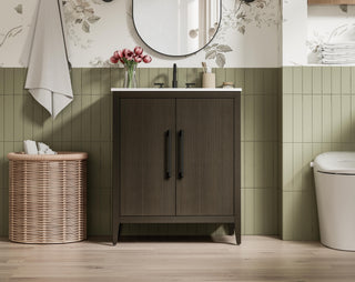 30 Inch Single Bathroom Vanity In Mocha Brown