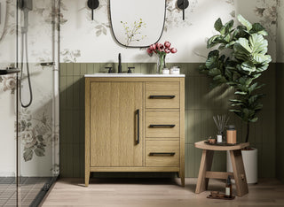 32 Inch Single Bathroom Vanity In  Honey Brown