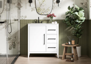 32 Inch Single Bathroom Vanity In White