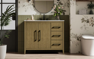 42 Inch Single Bathroom Vanity In Chestnut Brown