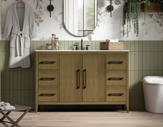 54 Inch Single Bathroom Vanity In Chestnut Brown
