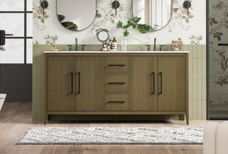 72  Inch Double Bathroom Vanity In Chestnut Brown