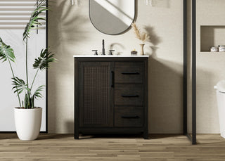 32 Inch Single Bathroom Vanity In  Chocolate Oak