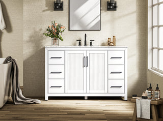 54 Inch Single Bathroom Vanity In White