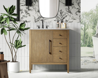 32 inch Single Bathroom Vanity in Linen Oak