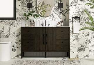 54 inch Single Bathroom Vanity inChocolate Oak