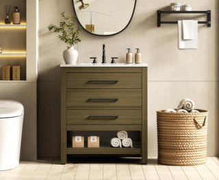 30 inch Single Bathroom Vanity in Chestnut Brown
