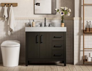 36 inch Single Bathroom Vanity In Mocha Brown with backsplash
