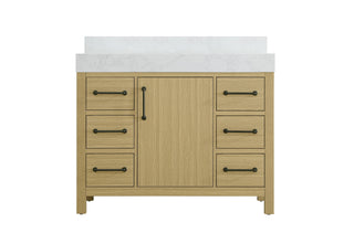 42 inch Single Bathroom Vanity In Honey Brown with backsplash