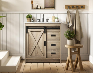 Austin 30 inch Single Bathroom Vanity in Natural Oak
