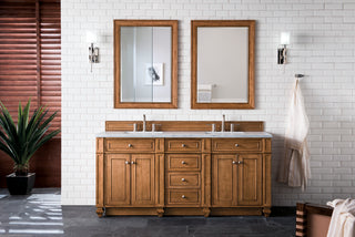72 Inch Bristol Freestanding Vanity in Saddle Brown / Carrara White Top