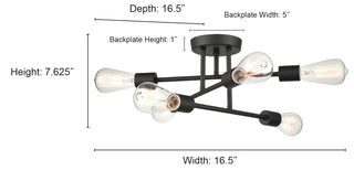 Decco 6-Light Semi-Flush Ceiling Mount Matte Black