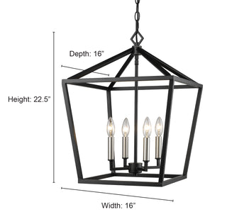 4-Light Pendant light Matte Black