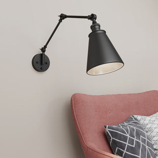 Evonne 1-Light Swing Arm Sconce Light Matte Black