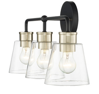 Cameron 3-Light Vanity Matte Black Modern Gold