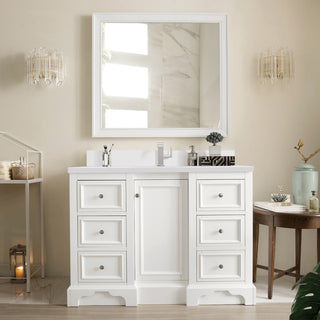 49.25 Inch De Soto Freestanding Vanity in Bright White / White Zeus Top