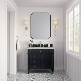 36 Inch Brittany Freestanding Vanity in Black Onyx / Victorian Silver Top