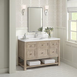 48 Inch Breckenridge Freestanding Vanity in Whitewashed Oak / White Zeus Top