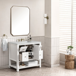 36 Inch Breckenridge Freestanding Vanity in Bright White / Ethereal Noctis Top