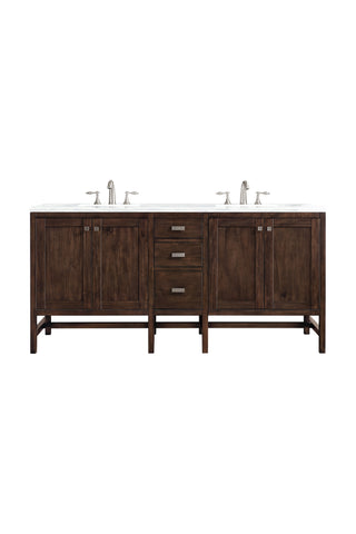 72 Inch Addison Freestanding Vanity in Mid-Century Acacia / Arctic Fall Top