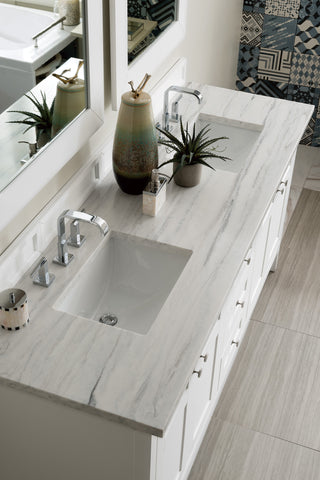72 Inch Palisades Freestanding Vanity in Bright White / Arctic Fall Top