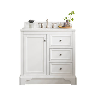 37.25 Inch De Soto Freestanding Vanity in Bright White / Eternal Jasmine Pearl Top