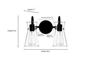 Camellia 2-Light Vanity Matte Black