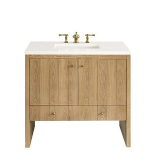 36 Inch Hudson Freestanding Vanity in Light Natural Oak / White Zeus Top