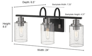 Clifton 3-Light Vanity Matte Black/Brushed Nickel