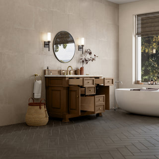 48 Inch Brookfield Freestanding Vanity in Pecan / Victorian Silver Top