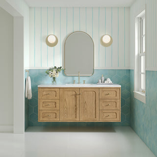 60 Inch Laurent Dual Mount Vanity in Light Natural Oak / Arctic Fall Top