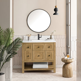 36 Inch Breckenridge Freestanding Vanity in Light Natural Oak / White Zeus Top