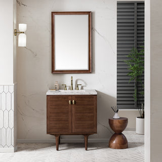 30 Inch Amberly Dual Mount Vanity in Mid-Century Walnut / Eternal Jasmine Pearl Top