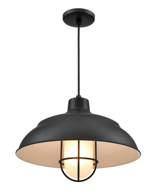 R-Series 17" Wide 1-Light Indoor/Outdoor Warehouse Cord Hung Shade - Satin Black
