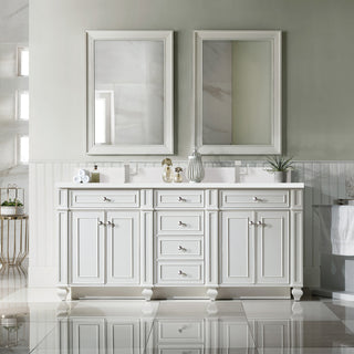 72 Inch Bristol Freestanding Vanity in Bright White / White Zeus Top