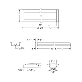 3FT Aluminum extrusion Surface mounted - White