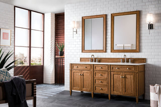 72 Inch Brittany Freestanding Vanity in Saddle Brown / White Zeus Top
