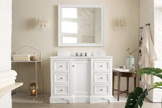 49.25 Inch De Soto Freestanding Vanity in Bright White / Eternal Jasmine Pearl Top