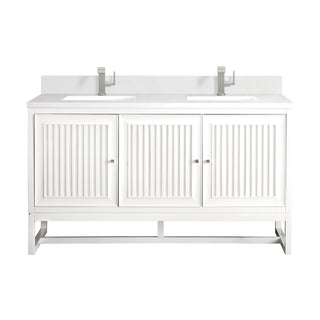 60 Inch Athens Dual Mount Vanity in Glossy White / White Zeus Top