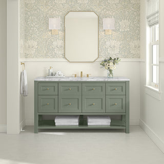 60 Inch Breckenridge Freestanding Vanity in Smokey Celadon / Carrara White Top