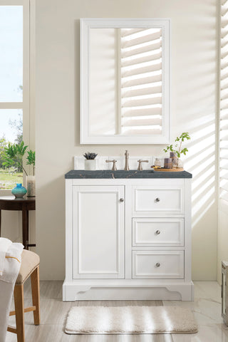 37.25 Inch De Soto Freestanding Vanity in Bright White / Parisien Bleu Top