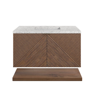 36 Inch Marcello Floating Vanity in Chestnut / Eternal Jasmine Pearl Top