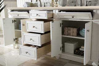 72 Inch Bristol Freestanding Vanity in Bright White / Eternal Marfil Top