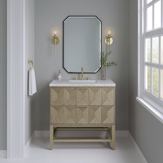 36 Inch Emmeline Freestanding Vanity in Pebble Oak / Eternal Jasmine Pearl Top