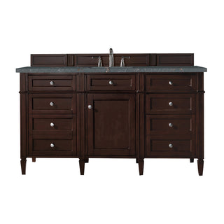 60 Inch Brittany Freestanding Vanity in Burnished Mahogany / Parisien Bleu Top