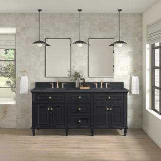 72 Inch Lorelai Freestanding Vanity in Black Onyx / Charcoal Soapstone Top
