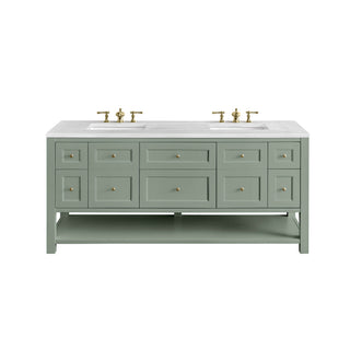 72 Inch Breckenridge Freestanding Vanity in Smokey Celadon / Arctic Fall Top